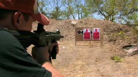 22 slide fire target practice Stock Footage 11134296