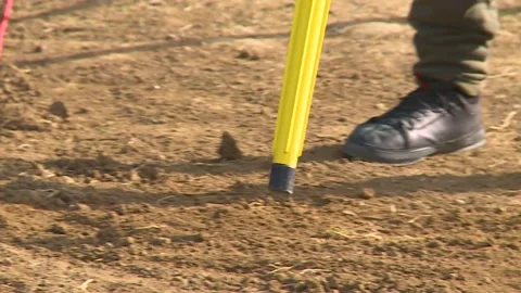2\2 A Trained man Is Looking For anti Tank and anti-personnel Mines In  Karabakh Stock Footage 203840522