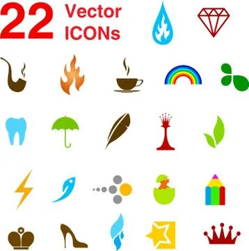 22 vector icons set Stock Illustration