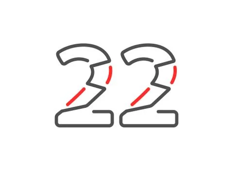 22 vector number. Modern trendy, creative style line design. For logo, brand  Stock Illustration