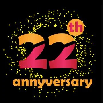 22 Year Anniversary Vector Template Design Illustration - Vector Stock Illustration
