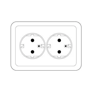 220 EU Plug Double Socket, Stock Illustration
