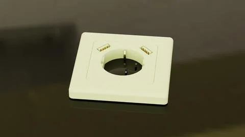220 Volt Socket with 2x USB Charger Power Outlet 3D Render イラスト素材