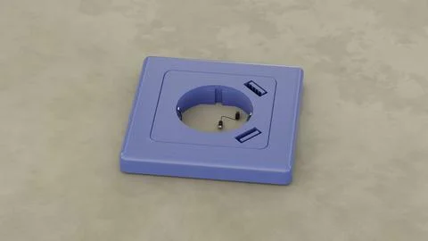 220 Volt Socket with 2x USB Charger Power Outlet 3D Render イラスト素材