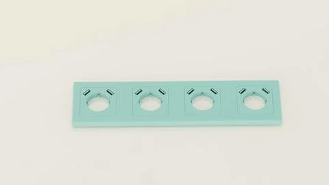 220 Volt Socket x4 with 8x USB Charger Multi Outlet Power Strip 3D Render Stock Illustration