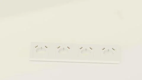 220 Volt Socket x4 with 8x USB Charger Multi Outlet Power Strip 3D Render Stock Photos