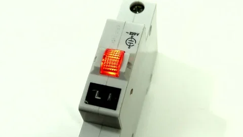 220V indicator lamp on DIN rail. Stock Footage 113973491