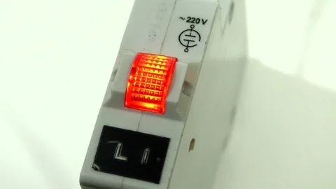 220V indicator lamp on DIN rail. Stock Footage 113974162