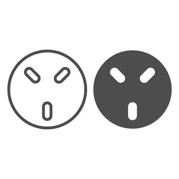 220V Socket line and solid icon, Electric car concept, Universal Wall Socket Stock Illustration