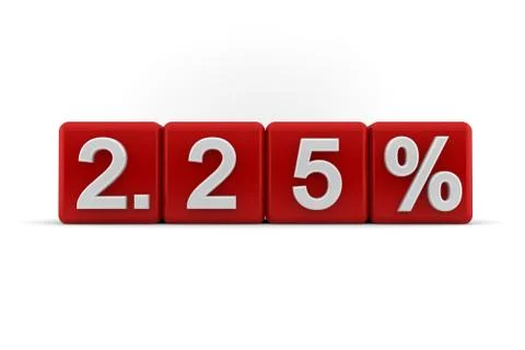 2.25 percent embossed on red cubes 스톡 일러스트