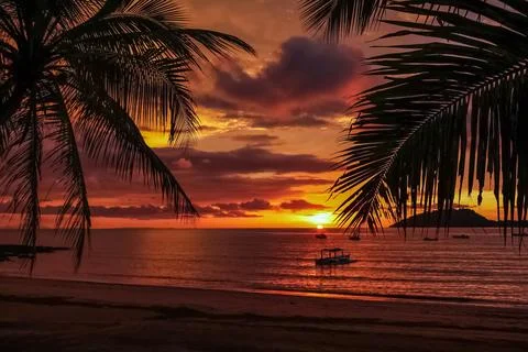 Beautiful sunset in orange light on the coast of Nosy Be Madagascar xkwx background, beach, beautiful, blue, boat, caribbean, cloud, coast, color, evening, golden, landscape, light, madagascar, natural, nature, night, nosy be, orange, outdoor, palm, paradise, resort, seascape, seashore, silhouette, sky, sun, sunset, travel, tropical, vacation, water