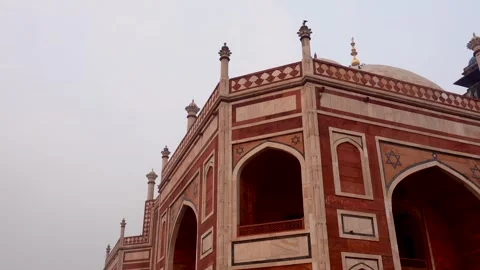 23-12-23; Arched Windows in Mughal Style, Hamayun Tomb, Delhi Stock Footage 259473886