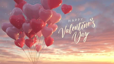 23 46 Red and pink balloons forming heart shapes floating in romant b71f1abc Stock Footage 318235192