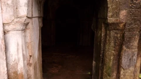 23-7-24;  Walkthrough shot entering the Pandav Caves at Panna National Park, MP Vídeos de archivo 281483522