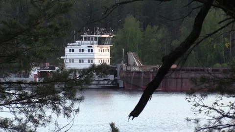 23. Barge through tree branches Stock Footage 133961027