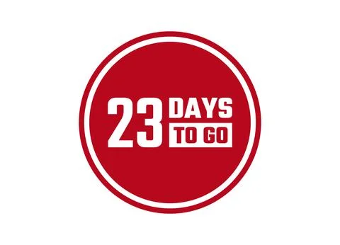 23 days to go red vector banner illustration isolated on white background Stock Illustration
