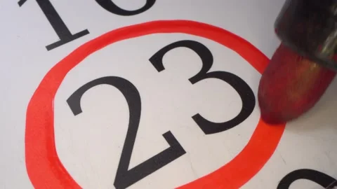 23 Deadline concept with red circle mark. Calendar event planner Stock Footage 146503086