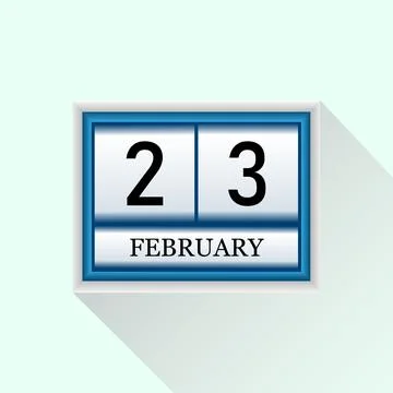 23 February Vector flat daily calendar icon. Date and month. Stock Illustration