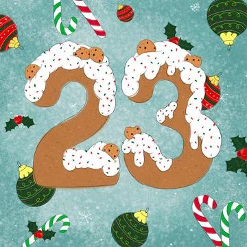 23 gingerbread figure  for postcards Stock Illustration