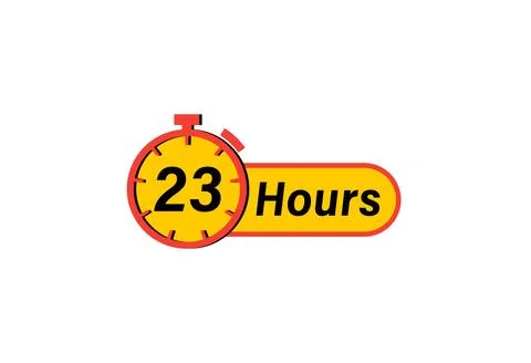 23 Hours timer Clock, Timer icon, countdown icon. Time measure. Chronometer.. Illustrazione stock