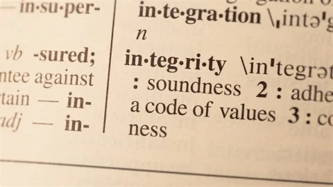 23 integrity word definition page text letters on dictionary Vídeos de archivo 267316663