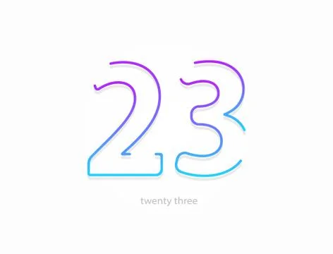 23 number, modern gradient font alphabet. Trendy, dynamic creative style desi Stock Illustration