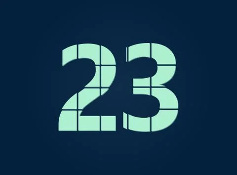 23 number, vector desing font.  Made of knife cut. For logo, brand label, des Stock Illustration