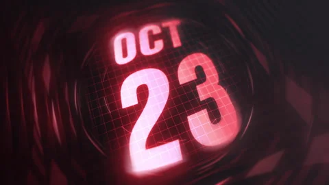23 October in 3d motion graphic. Infrared calendar in futuristic and tech Stock Footage 292945389