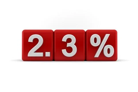 2.3 percent embossed on red cubes Stock Illustration
