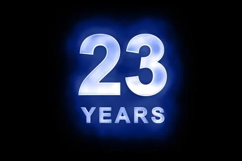 23 years in glowing white numbers on blue Stock Illustration