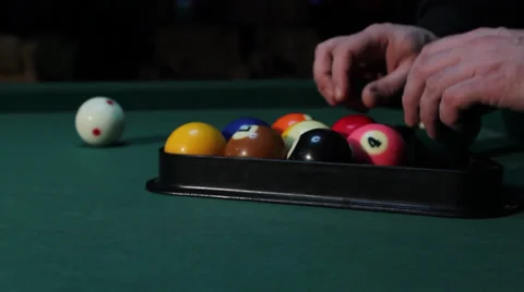 2/35 Man playing billiard. Sets the balls to start a billiard match. Close up. Stock Footage 36431409