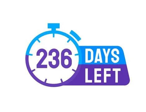 236 Days Left labels on white background. Days Left icon Stock Illustration