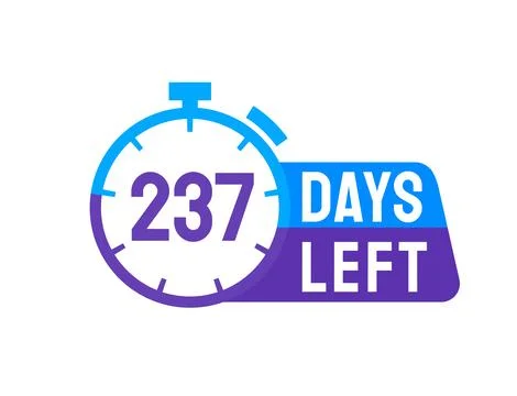 237 Days Left labels on white background. Days Left icon Stock Illustration