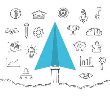 237.paper plane drawing Stock Illustration