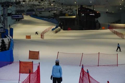 Dudai,  UAE  -  March,20,2023:  Attraction  in  the  Mall  of  the  Emirates  "Ski    Dubai"  in  Dubai,  UAE, xkwx ski  dubai,  sport,  mall  of  the  emirates,  ski,  dubai,  uae,  slope,  cold,  united,  snow,  people,  vacation,  inside,  city,  styles,  luxury,  urban,  mall,  destinations,  area,  united  arab  emirates,  emirates,  tourism,  arab,  ski  lift,  snow  sports,  snow  resort,  winter  activities,  healthy,  skiing,  people  skiing,  unique  building,  travelling,  landmark,  dubai  vacation,  attractions