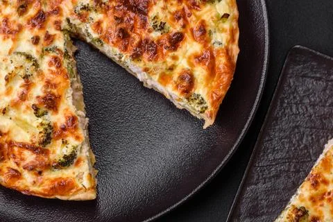 Delicious  quiche  with  broccoli,  cheese,  chicken,  spices  and  herbs  on  a  dark  concrete  background xkwx broccoli,  quiche,  food,  cheese,  vegetable,  meal,  pie,  dinner,  crust,  lunch,  pastry,  dish,  egg,  green,  baked,  cuisine,  tart,  snack,  homemade,  gourmet,  french,  healthy,  kitchen,  eating,  delicious,  breakfast,  cooking,  cake,  fish,  cream,  table,  recipe,  traditional,  salmon,  dough,  vegetarian,  lorraine,  background,  rustic,  ingredient,  spinach,  tasty,  cooked,  appetizer,  gratin,  wood,  organic