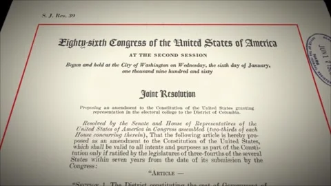 23rd Amendment US Constitution Aged Historical Paper Document 2 Stock Footage 339371586
