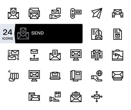 24 128x128 Bold Line Vector Icons for Send with Editable precision イラスト素材