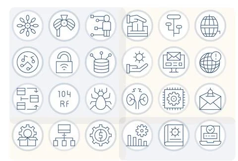 24 128x128 Thin Line Vector Icons optimized for System Pixel Optimized displa Stock Illustration