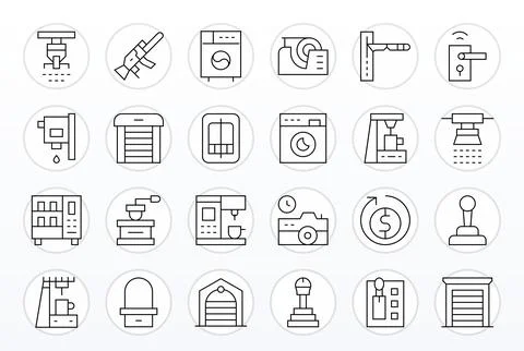 24 128x128 Vector Icons for Automatic with Pixel Aligned Thin Line clarity Illustrazione stock