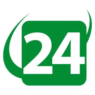24, 24 hours, 24 hours logo, 24 hours sign, 24 logo Stock Illustration