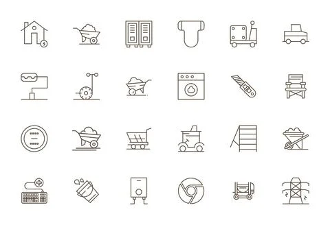 24 256x256 Bold Line Vector Icons for Utility with Detail Enhanced precision Stock Illustration