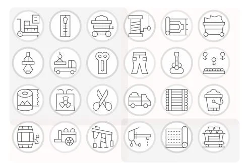 24 256x256 Display Perfect Vector Icons for Material in Thin Line Theme Stock Illustration