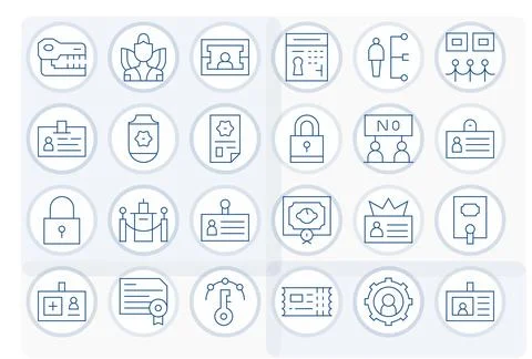 24 256x256 Thin Line Vector Icons optimized for Authorization PIXEL Perfect.. Stock-Illustration
