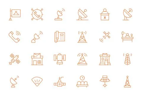 24 256x256 Thin Line Vector Icons for Reception with Editable precision Stock Illustration