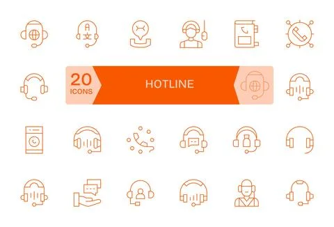 24 256x256 Thin Line Vector Icons optimized for Hotline Pixel Optimized displ Stock Illustration