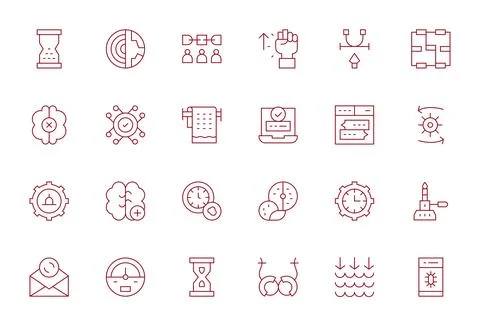 24 256x256 Vector Icons for Process in Pixel Aligned Thin Line Format Illustrazione stock