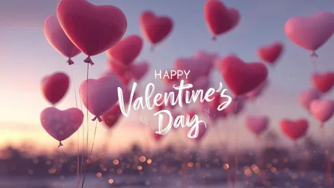 24 46 Red and pink balloons forming heart shapes floating in romant c73497c4 Stock Footage 318235191