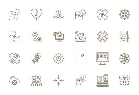 24 64x64 Grid Fitted Vector Icons for Integration in Bold Line Theme 스톡 일러스트