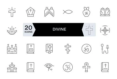 24 64x64 Thin Line Vector Icons optimized for Divine Pixel Optimized display Stock Illustration